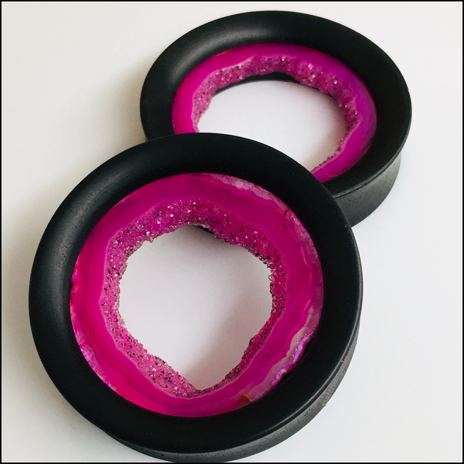 Ebony Pink Agate Geodes Tunnels