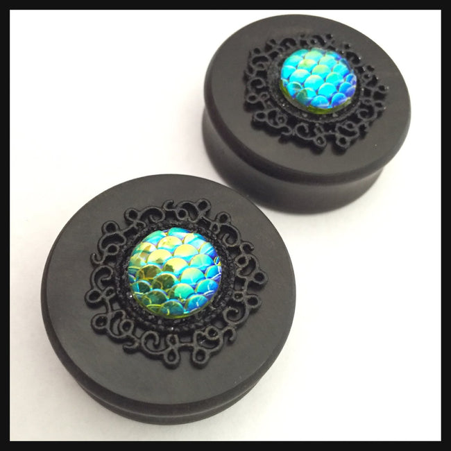 Ebony Mermaid Scale Setting Round Plugs