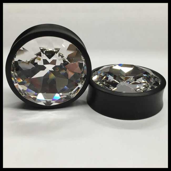 Ebony XL Swarovski Crystal Round Plugs