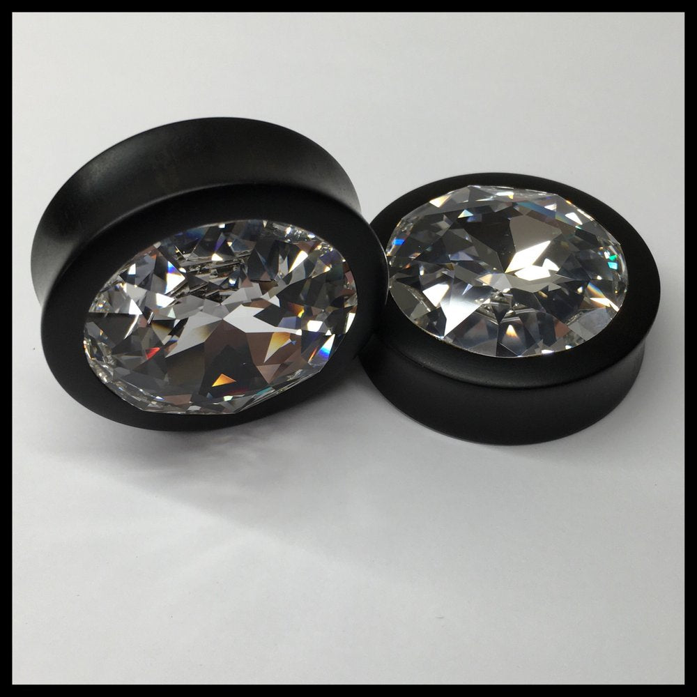 Ebony XL Swarovski Crystal Round Plugs