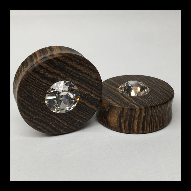 Bocote Swarovski Crystal Round Plugs