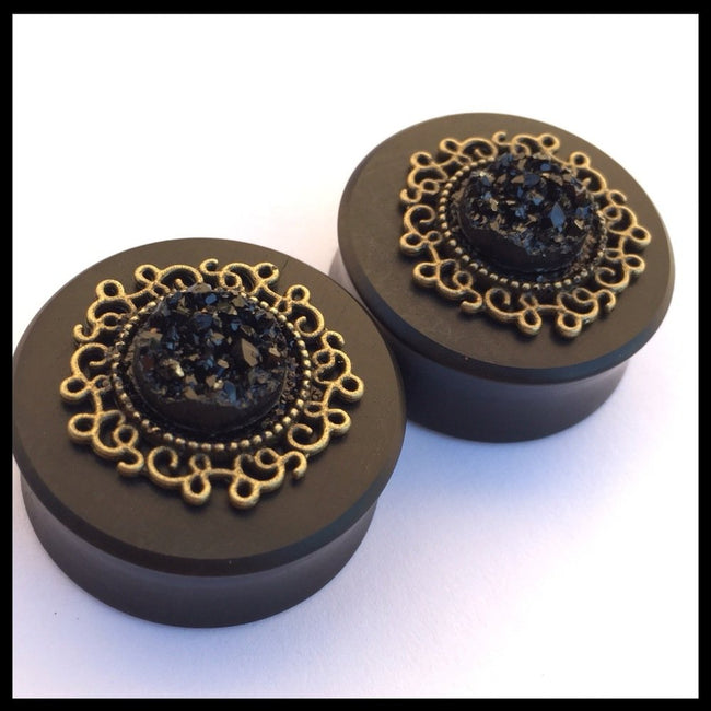 Ebony Golden Midnight Round Plugs