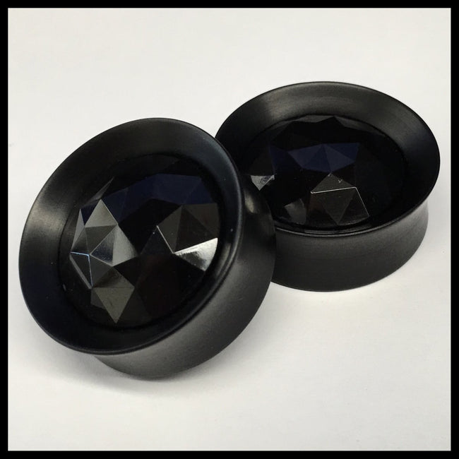 Ebony Black Large Gem Round Plugs