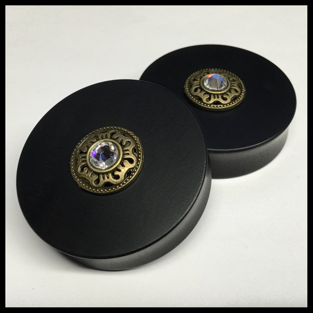 Ebony Bohemian Swarovski Gem Round Plugs