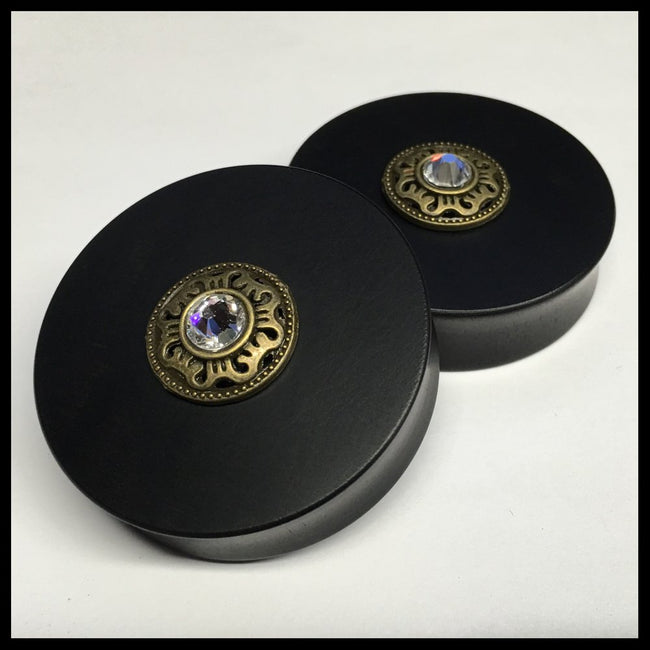 Ebony Bohemian Swarovski Gem Round Plugs