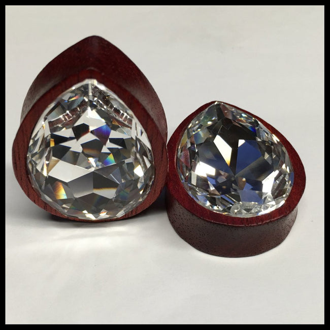 Bloodwood XL Swarovski Crystal Teardrop Plugs
