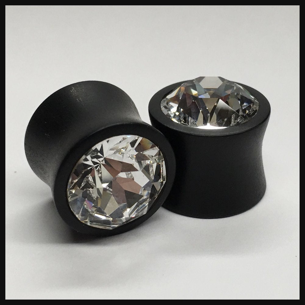 Ebony Small Swarovski Crystal Round Plugs