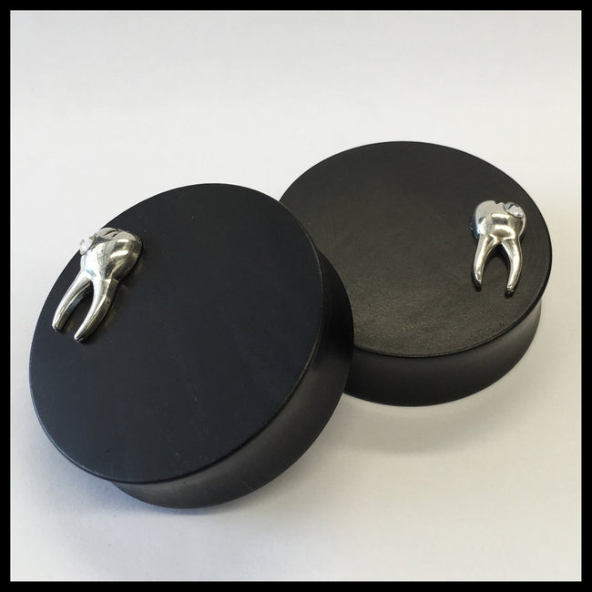 Ebony Tooth Bling Round Plugs