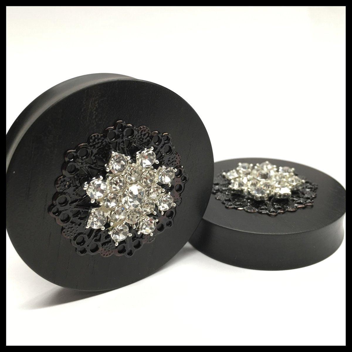 Ebony Snowflake Gem Round Plugs