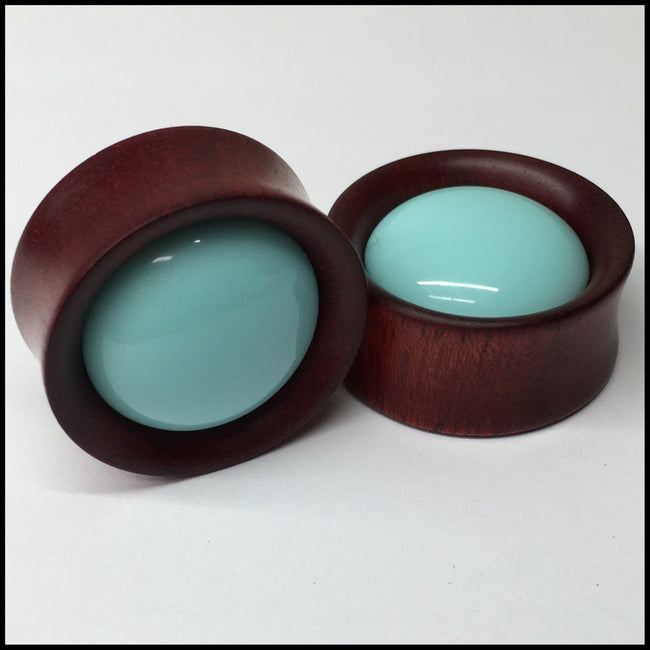 Bloodwood Teal Dome Round Plugs