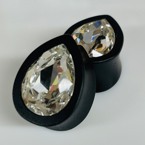 Ebony Small Swarovski Purple Velvet Teardrop Plugs