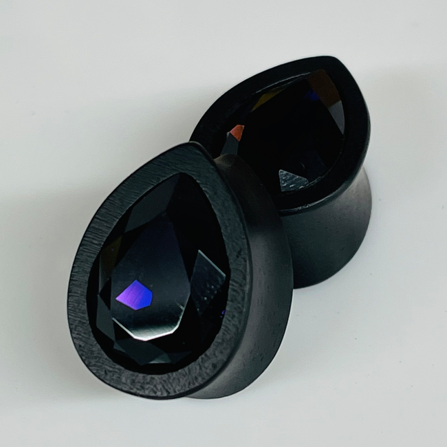 Ebony Med Swarovski Purple Velvet Teardrop Plugs