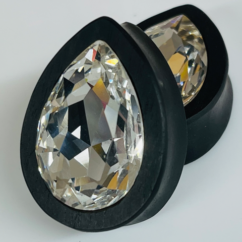 Ebony Small Swarovski Purple Velvet Teardrop Plugs