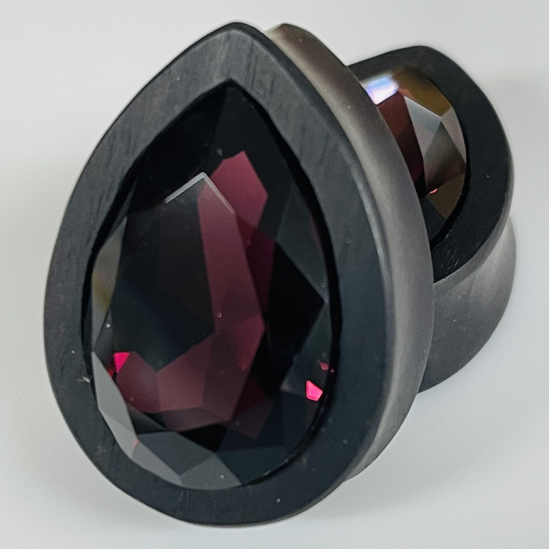 Ebony Large Swarovski Amethyst Teardrop Plugs