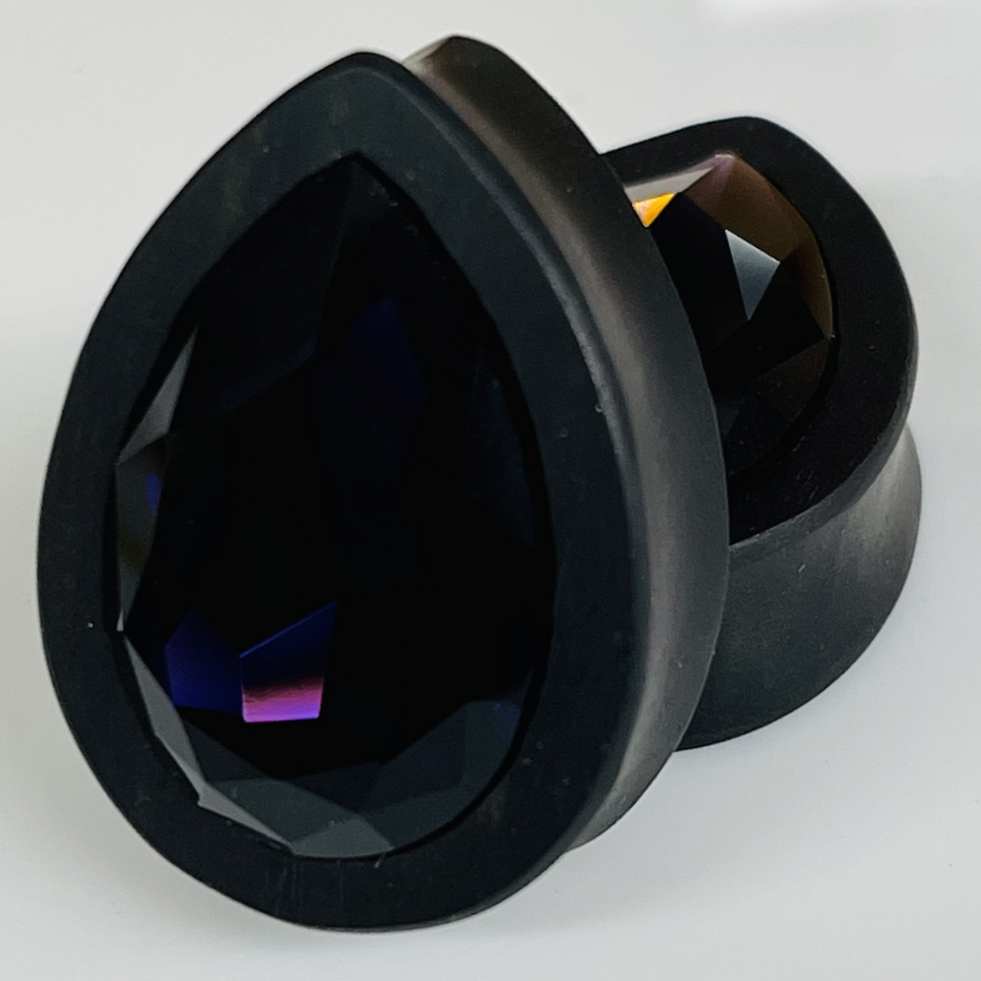 Ebony Large Swarovski Purple Velvet Teardrop Plugs