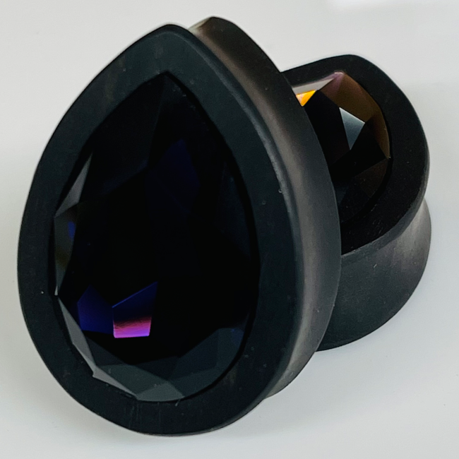 Ebony Large Swarovski Purple Velvet Teardrop Plugs