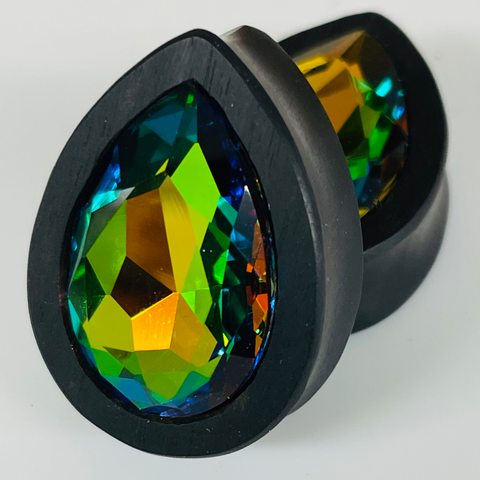 Ebony Small Swarovski Purple Velvet Teardrop Plugs