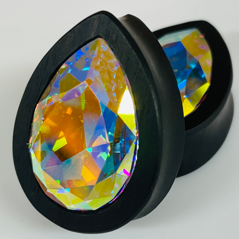 Ebony Small Swarovski Purple Velvet Teardrop Plugs