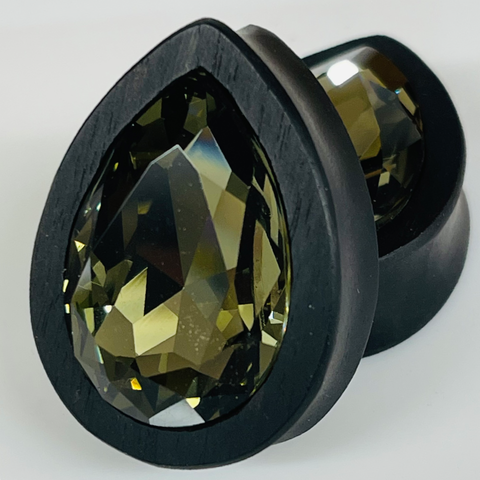 Ebony Small Swarovski Purple Velvet Teardrop Plugs
