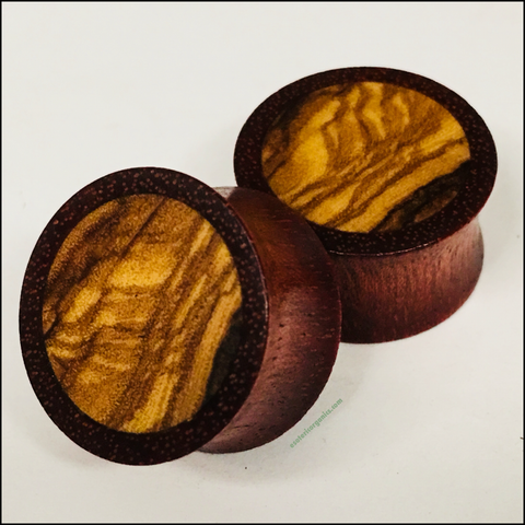 Bloodwood Bocote Solid Round Plugs
