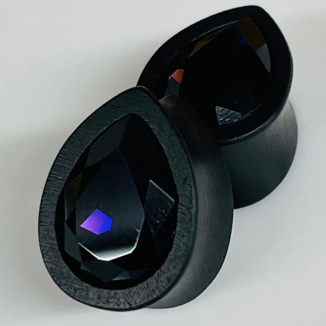 Ebony Small Swarovski Purple Velvet Teardrop Plugs
