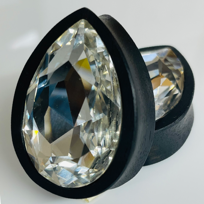 Ebony XL Swarovski Crystal Teardrop Plugs