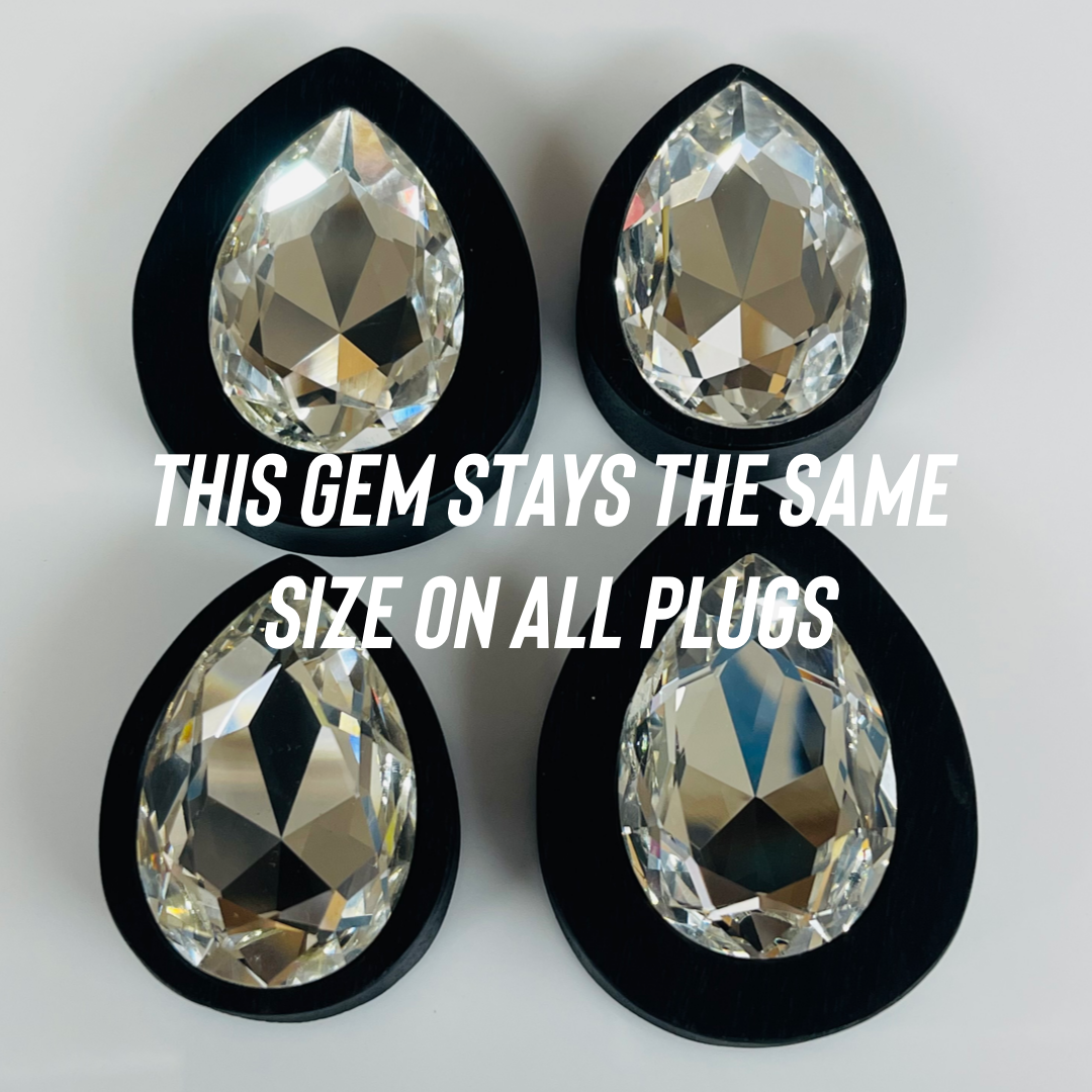 Ebony XL Swarovski Crystal Teardrop Plugs