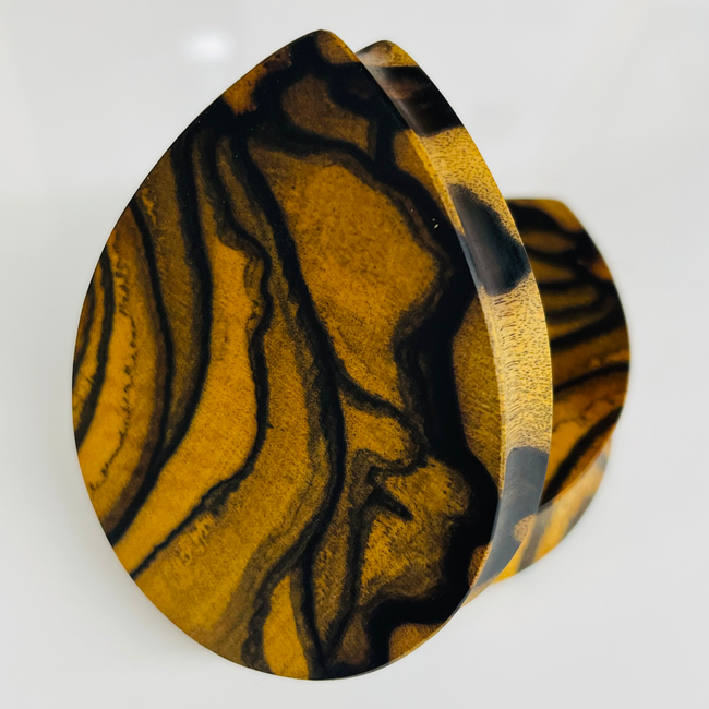 Black & White Ebony Solid Teardrop Plugs