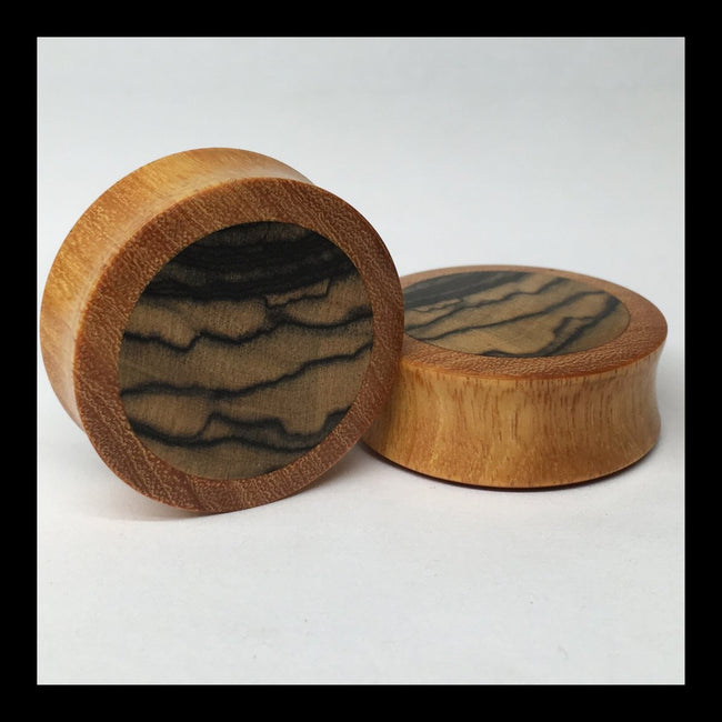Osage Orange Black & White Ebony Solid Round Plugs