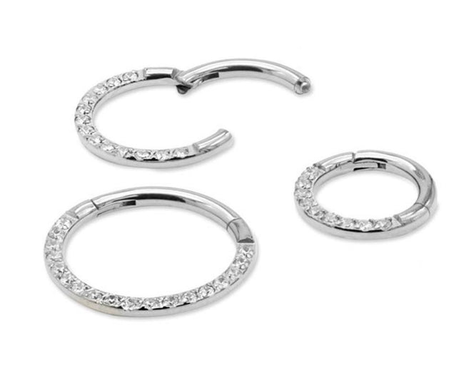 Titanium Clicker Ring with Swarovski Jewels