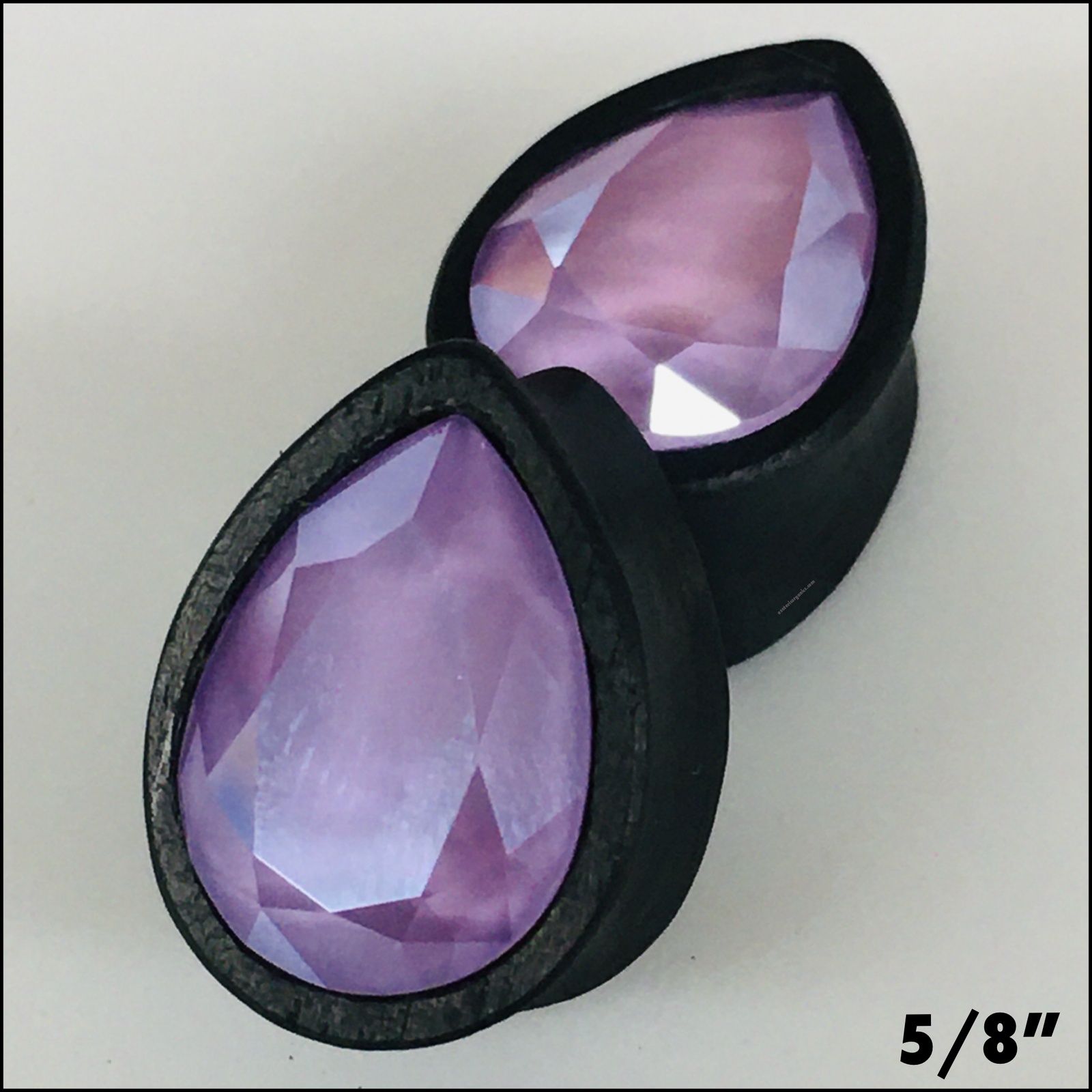 Ebony Med Swarovski Lilac Teardrop Plugs