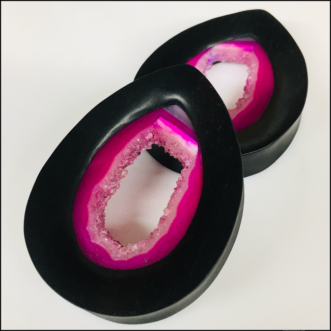 Ebony Pink Agate Geodes Teardrop Tunnels
