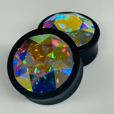 Ebony Large Swarovski Black Diamond Teardrop Plugs
