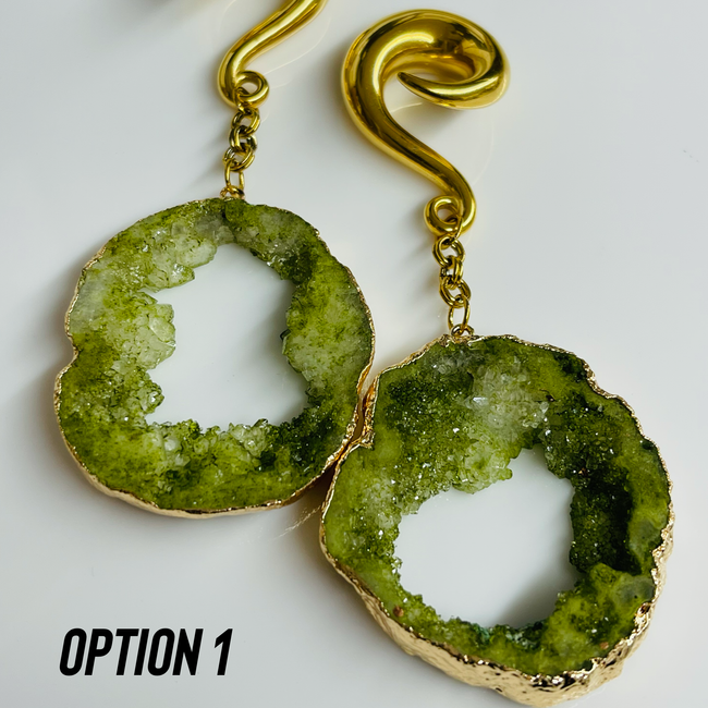 Green Agate Druzy Weights