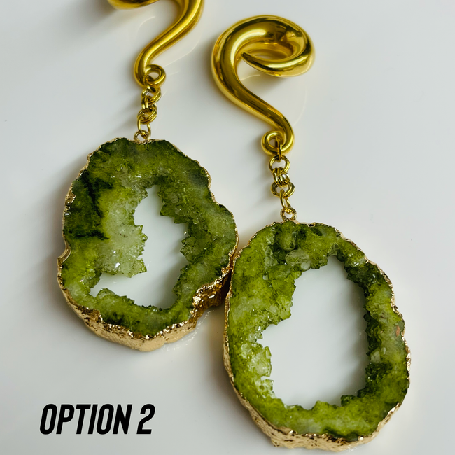 Green Agate Druzy Weights