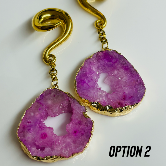 Pink Agate Druzy Weights