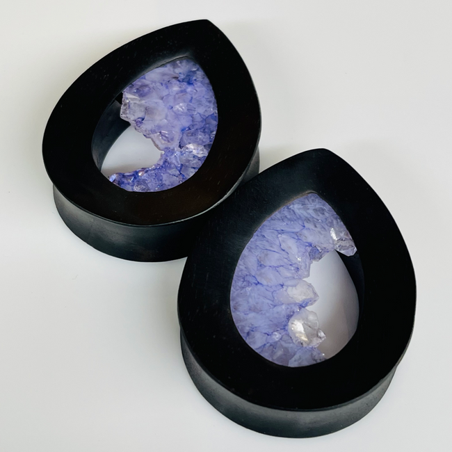 Ebony Blue Agate Geodes Teardrop Tunnels