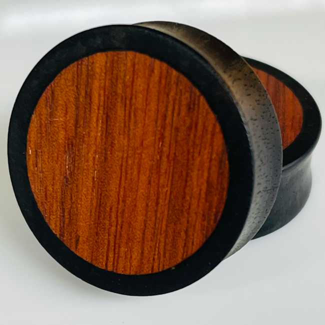 Ebony Bloodwood Solid Round Plugs