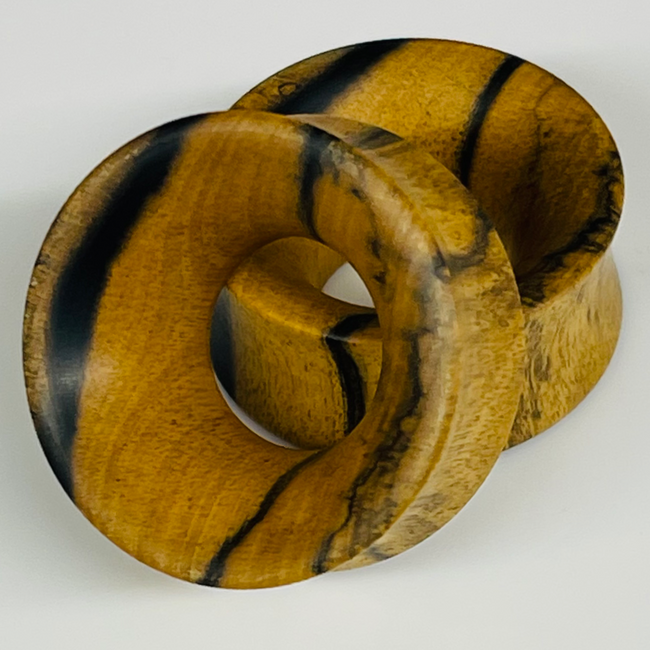 Black & White Ebony Thick Tunnels Round Plugs