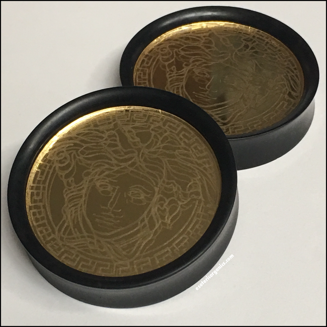 Ebony Gold Mirror Medusa Solid Round Plug