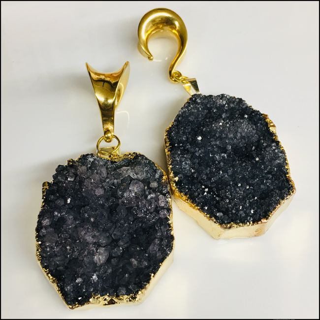 Purple Agate Druzy Weights