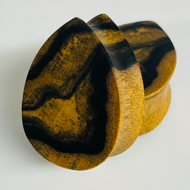 Black & White Ebony Solid Teardrop Plugs