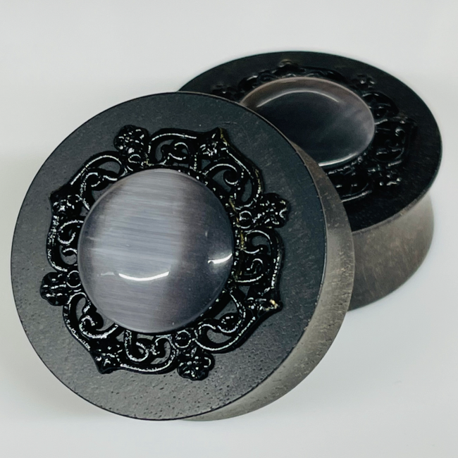 Ebony Crystal Ball Round Plugs