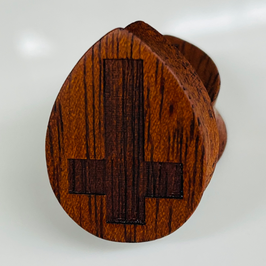 Bloodwood Cross Solid Teardrop Plug