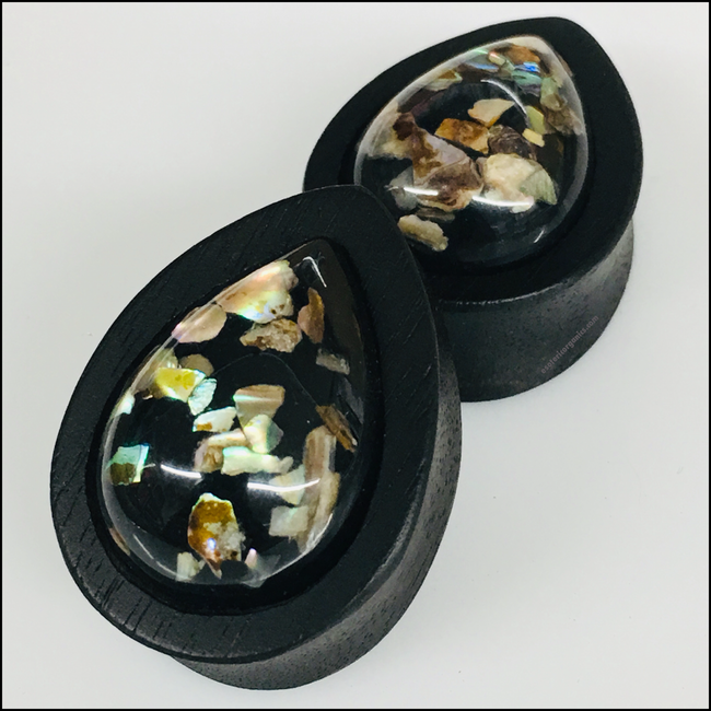 Ebony Flakes Teardrop Plugs (LIMITIED EDITION)