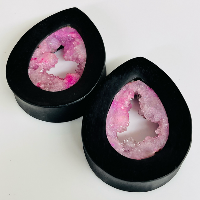 Ebony Pink Agate Geodes Teardrop Tunnels