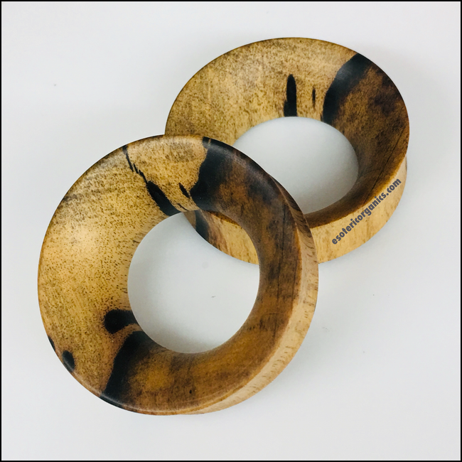 Black & White Ebony Thick Tunnels Round Plugs