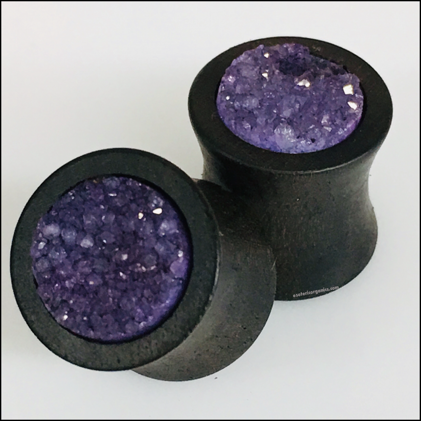 Ebony Purple Rough Druzy Plugs