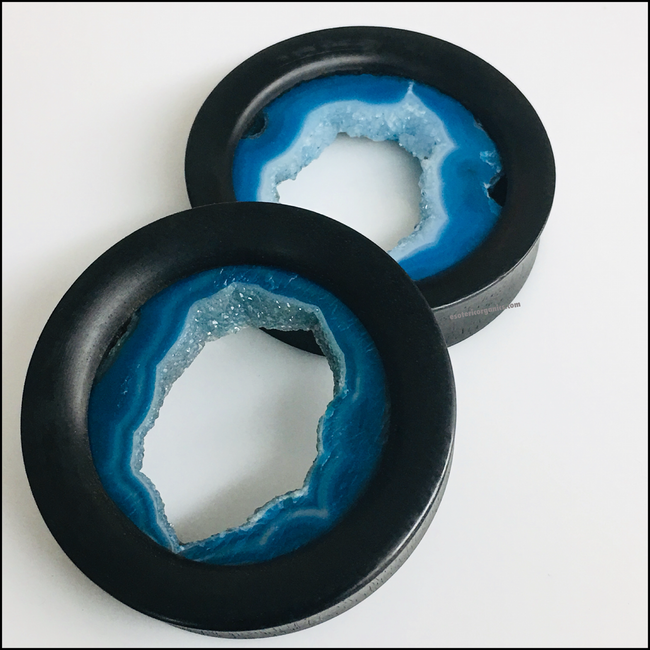 Ebony Blue Agate Geodes Tunnels