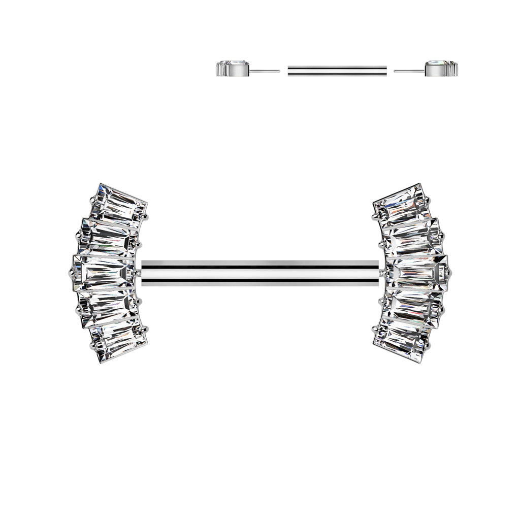 Nipple Barbell 5 Baguette CZ Fan Forward Facing Ends